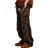 WRINKLE MIXED CAMO CARGO PANTS - BROWN CAMO