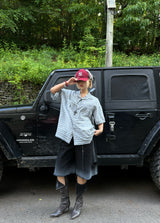 BiBi WASHING CHECKERED HALF-SHIRT
