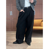 [Unisex] Side tuck snap wide denim pants(2color)