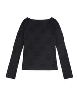 ディストレスドカウルネックTシャツ _ BLACK