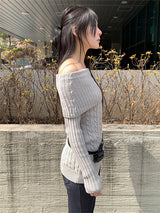 SS フラットオフショルダーニット