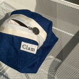 Clam round pouch _ Blue denim
