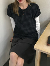 モノチェックパフブラウス (2c)