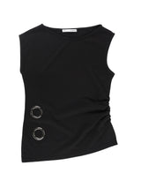 EYELET LOOSE SLEEVELESS (BLACK)
