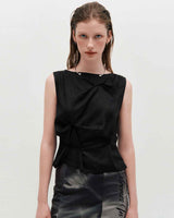 Pinched Sleeveless _ BLACK