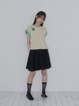 ボタンダブルスリーブレスTシャツ (イエロー)