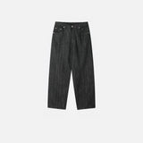 Slub strip denim pants