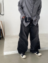 No.0674 C parachute denim wide PT