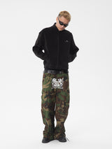 RTVG(RETROVEGAS) Double-sided polar fleece pure black zipper stand collar jacket