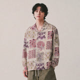 ethnic paisley open collar shirt_purple