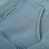 VINTAGE WASHING DENIM HOODIE ZIP UP