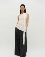 One Shoulder Lace Top _ IVORY