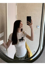 ダックスフント ラウンド スパンデックス Tシャツ