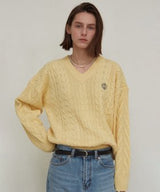 OVERSIZED V NECK KNIT_BLUE