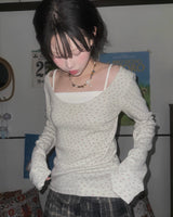 (3color) Ditsy Floral U-Neck Long Sleeve Tee