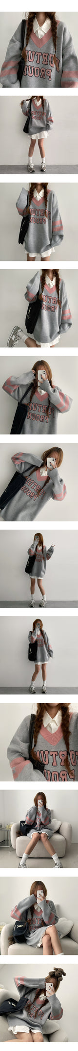 [Unisex!]Early color V-neck knitwear