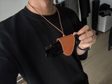 [Real Leather] Stitch Clip Sunglasses Holder