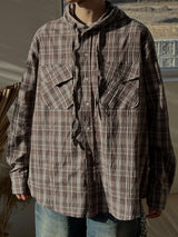 Plaid Check Hooded Shirt (2 Colors)