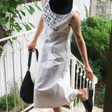 Vincy Nylon Lettering Sleeveless Long Dress