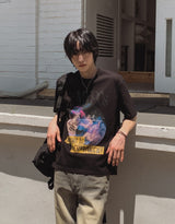 パームプリントクロップショートスリーブTシャツ