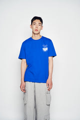 25SS ニュースペーパーラビットショートスリーブTシャツ コバルトブルー