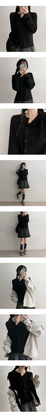Shade Punching Pattern Snap Eyelet Cardigan