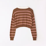 Stripe crop kara top Pink/brown