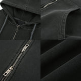 VINTAGE PIGMENT DYING HOODED ZIP UP DARK GRAY
