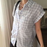 Lupo Linen Roll-Up Pocket Checkered Short Sleeve Shirt