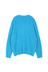 ソフトファーVネックニットトップ (BLUE)