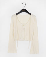 Delo Vintage Big Button Lace Strap Cardigan