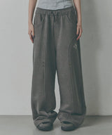 Cut-out Line Rivet Washed Track Pants [Cool Grey]