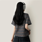 ロビンカラーストライプダンガラ半袖Tシャツ