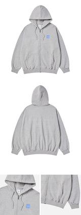 25SS ボックスベーシックロゴフーディージップアップ メランジ