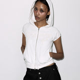 HOTFIX PUFF SLEEVE HOOD ZIP-UP (IVORY) F26QB151