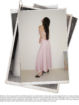 pink silk dot backless skirt two-piece