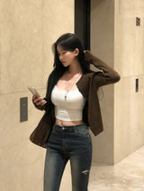 [BELLIDE MADE] ferry rib round knit cardigan