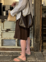 [ LOOKPLE x LEBELMENT ] クールピンタックリネンワイドショーツ