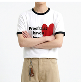 エッセンシャルスタンダード半袖リンガーTシャツ レッドハートホワイト