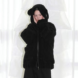 Punk Bear Fleece Jacket - BLACK