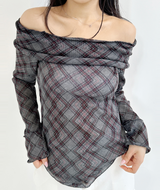 ARGYLE OFF-SHOULDER🤍❤ - 2 COLORS