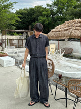 Olin linen indigo half shirts