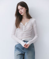 SHEER LACE BUTTON T-SHIRT_TT6S204IV