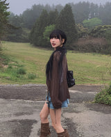 ボヘミアンサマーアイレットパンチングニット