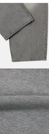 [Unisex] グレーチンウォッシングデニムパンツ