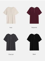 [S/S] ジッパーヘンリー ネック ハーフ ニット(4color)