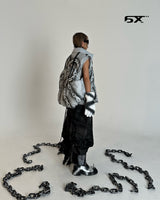 6X chain pattern vest padded jacket (Light Grey)
