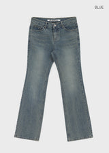 [B-DENIM] ウォッシングロースリムブーツカットジーンズ 053