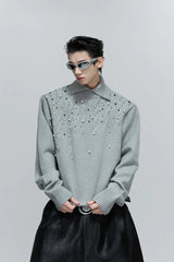 Pearl Embellished Cable Knit Sweater