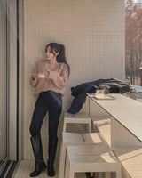 Ribbed straight pants